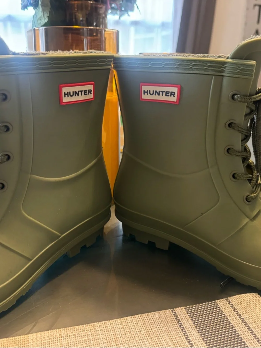 Hunter women’s Olive Green Lace-Up Rubber Rain Boot - Picture 4 of 4